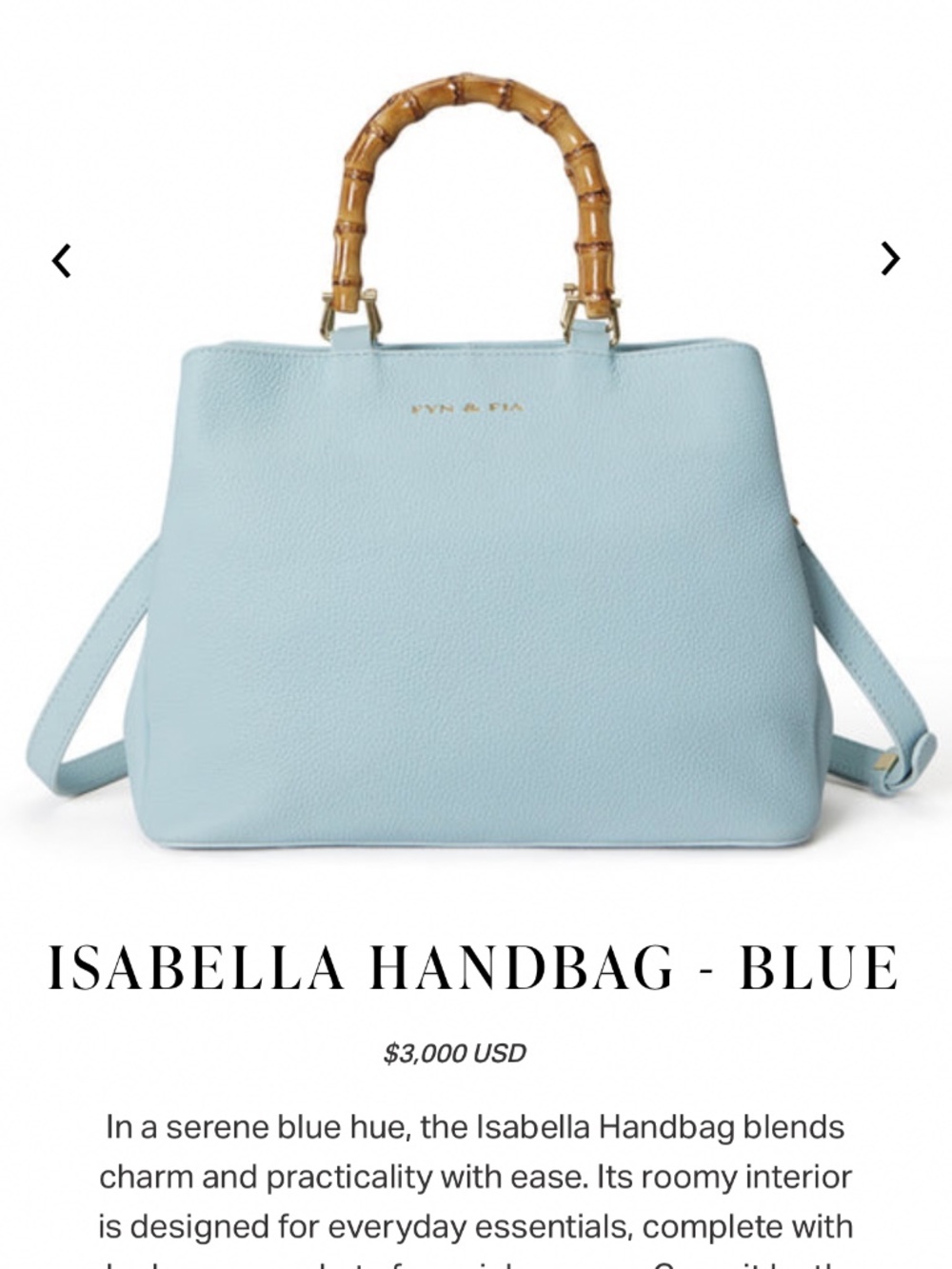Fyn and Fia Isabella handbag in blue